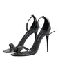 Grey Leather Ankle Strap Heel Sandals Shoes