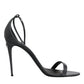 Grey Leather Ankle Strap Heel Sandals Shoes