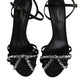 Black Leather Crystal Bow KEIRA Sandals Shoes