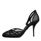 Black Mesh Ankle Strap Heels Pumps Shoes