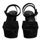 Black Leopard Platform Heels Sandals Shoes