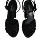 Black Leopard Platform Heels Sandals Shoes