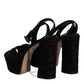 Black Leopard Platform Heels Sandals Shoes