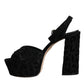 Black Leopard Platform Heels Sandals Shoes