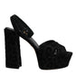 Black Leopard Platform Heels Sandals Shoes