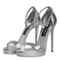 Silver Leather Platform Keira Sandals Shoes