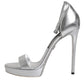 Silver Leather Platform Keira Sandals Shoes