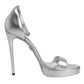 Silver Leather Platform Keira Sandals Shoes