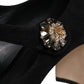 Black Suede Crystal Mary Jane Heels Shoes