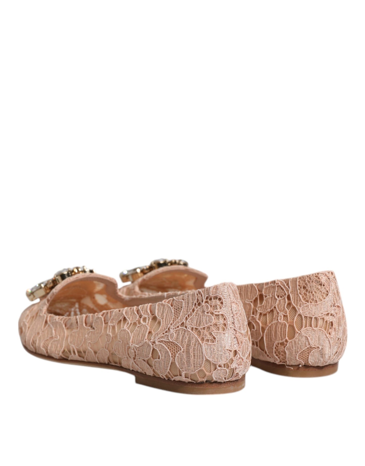 Beige Lace Crystal Ballet Flats Loafers Shoes