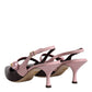 Pink Maroon Leather Kitten Heels Slingbacks Shoes