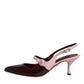 Pink Maroon Leather Kitten Heels Slingbacks Shoes