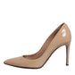 Beige Patent Leather Stiletto Heel Pumps Shoes