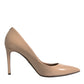 Beige Patent Leather Stiletto Heel Pumps Shoes