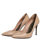 Beige Patent Leather Stiletto Heel Pumps Shoes