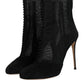 Black Mesh Stiletto Heels Ankle Boots Shoes