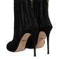 Black Mesh Stiletto Heels Ankle Boots Shoes