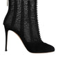 Black Mesh Stiletto Heels Ankle Boots Shoes