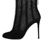 Black Mesh Stiletto Heels Ankle Boots Shoes