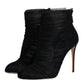 Black Mesh Stiletto Heels Ankle Boots Shoes