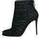 Black Mesh Stiletto Heels Ankle Boots Shoes