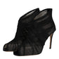 Black Mesh Stiletto Heels Ankle Boots Shoes