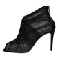 Black Mesh Stiletto Heels Ankle Boots Shoes