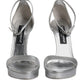 Silver Leather Platform Keira Sandals Shoes