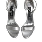 Silver Leather Platform Keira Sandals Shoes