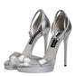 Silver Leather Platform Keira Sandals Shoes