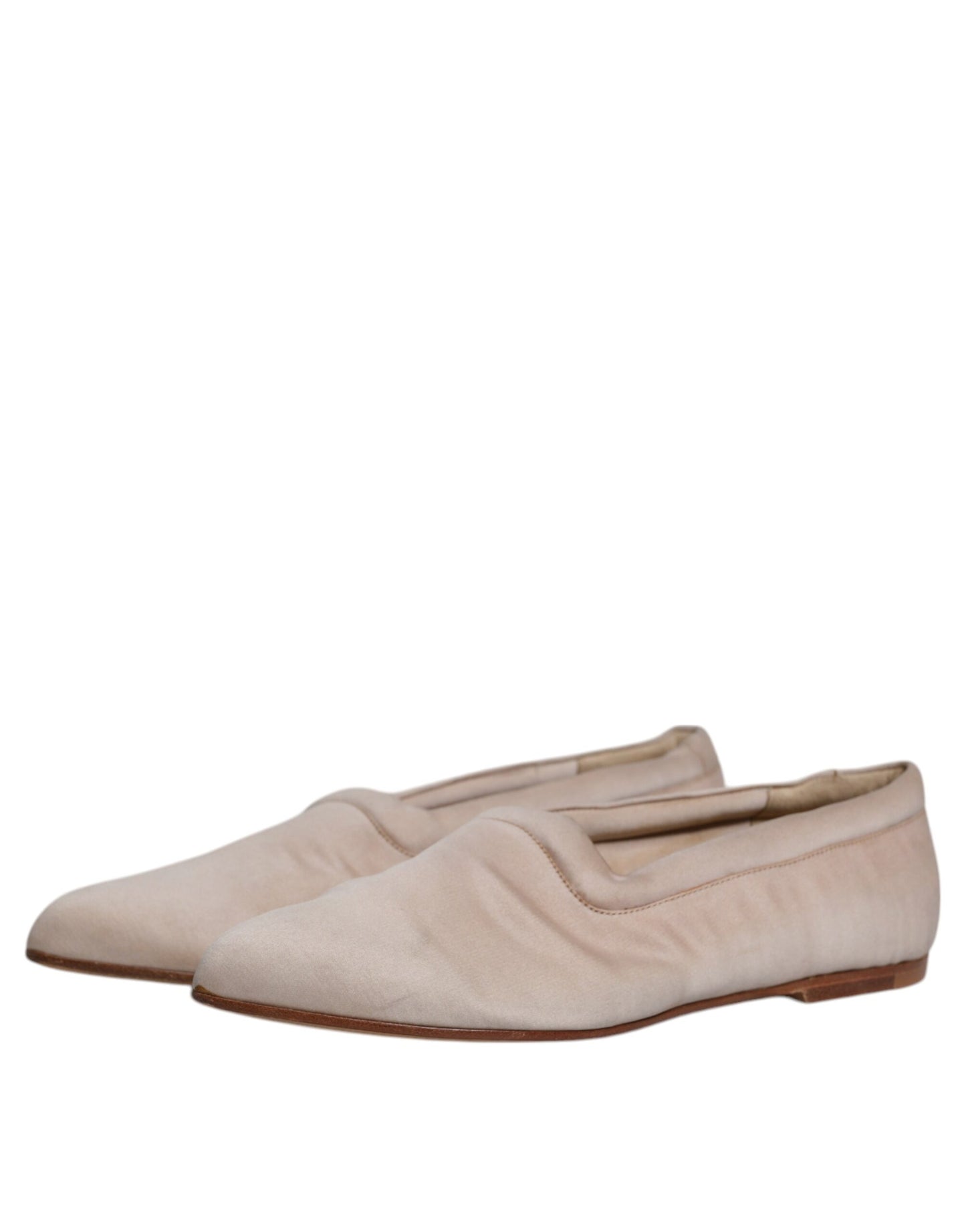 Beige Fabric Slip On Ballerina Flats Shoes