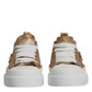 Gold White Logo Low Top Sneakers Shoes