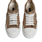 Gold White Logo Low Top Sneakers Shoes