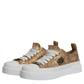 Gold White Logo Low Top Sneakers Shoes