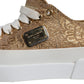 Gold White Logo Low Top Sneakers Shoes