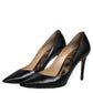 Black Calf Leather Stiletto Heels Pumps Shoes