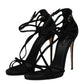 Black Suede Ankle Strap Heels Sandals Shoes