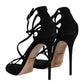 Black Suede Ankle Strap Heels Sandals Shoes