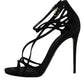 Black Suede Ankle Strap Heels Sandals Shoes