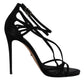 Black Suede Ankle Strap Heels Sandals Shoes