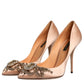 Beige Satin Crystal High Heels Pumps Shoes