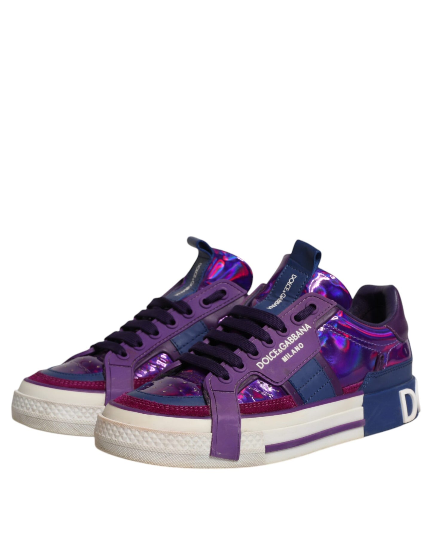 Purple Leather Low Top Women Sneakers Shoes