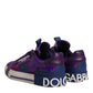 Purple Leather Low Top Women Sneakers Shoes