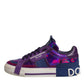 Purple Leather Low Top Women Sneakers Shoes