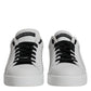 White Black Leather Low Top Sneakers Shoes