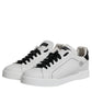 White Black Leather Low Top Sneakers Shoes