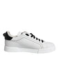 White Black Leather Low Top Sneakers Shoes