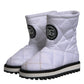 White Viscose Padded Mid Calf Boots Shoes