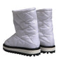 White Viscose Padded Mid Calf Boots Shoes