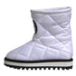 White Viscose Padded Mid Calf Boots Shoes